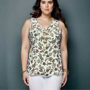 Fortune + Ivy Floral Tank Top Button Back - XL